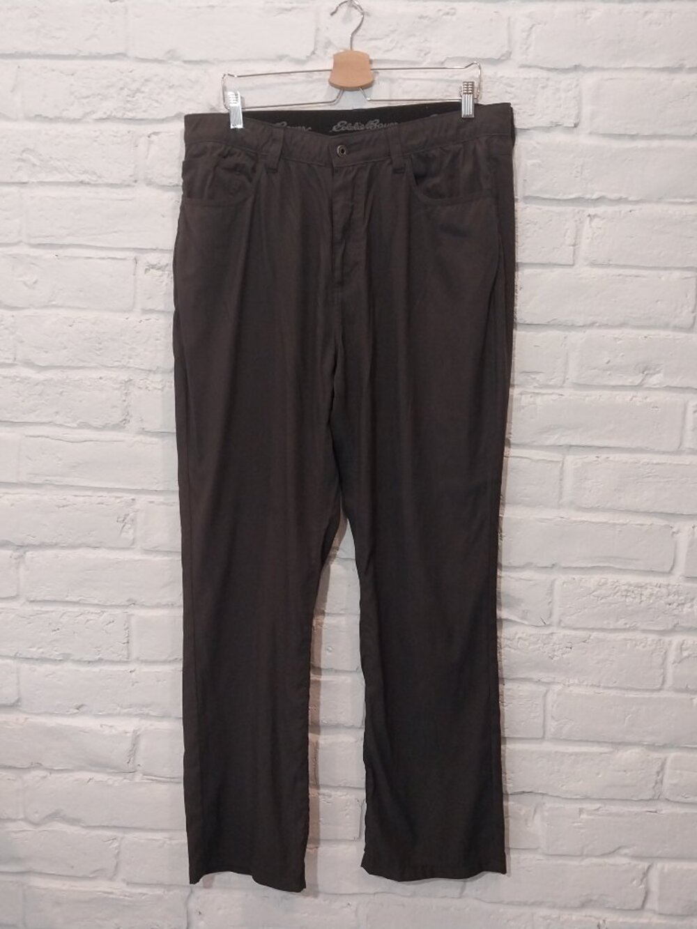 Eddie Bauer Pants Mens 38x32 Dark Gray Nylon Stretch Hiking Travel Quick Dry